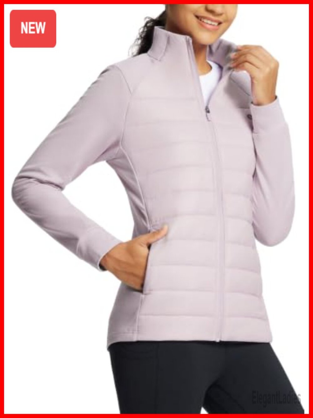 Women's Lightweight Puffer Running Jacket Zip Pockets